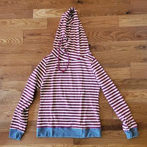 Cranberry & Cream Striped Cowl Hoodie Size XL